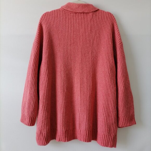 Talbots Coral Pink Drop Shoulder Shawl Collar Knitted Pullover Sweater Size XL - Picture 2 of 7